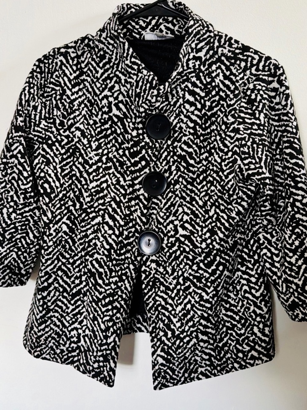 Macy's Black and White Patterned Pea Coat
